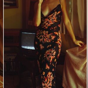 NWT Beautiful sheer Ray and Boa dress